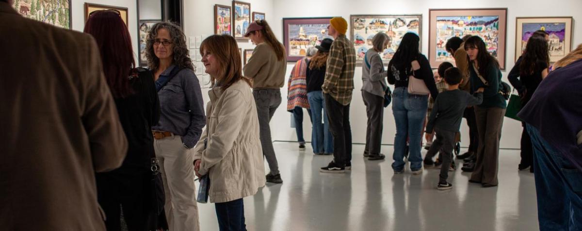 Crowd at a Davis Gallery opening reception